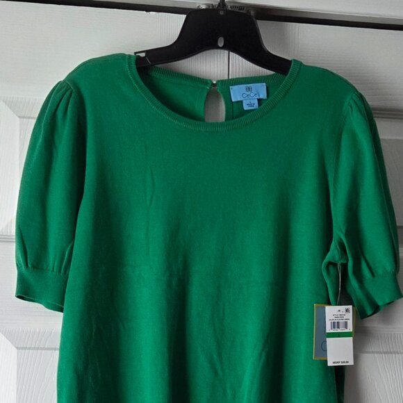 NWT CeCe Green Knit Top L - Picture 3 of 9